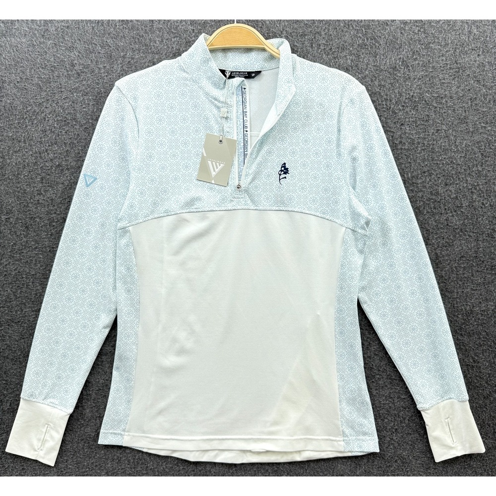 Levelwear Womens Small Blue White Georgian Bay Club 1/4 Zip Golf Pullover JL08L - Picture 1 of 9
